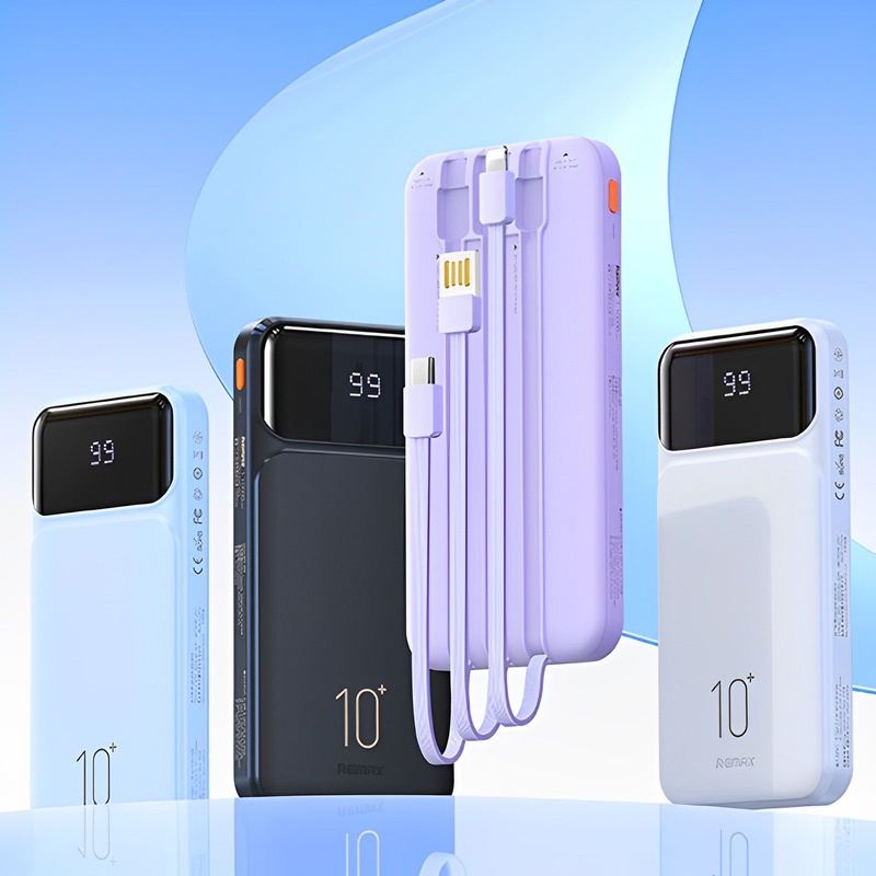 10000mAh Smart Digital Display Power Bank With Three Wires