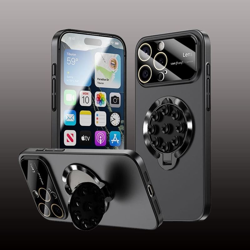 2-In-1 Magnetic Stand Case With Lens Film Protection For iPhone 16