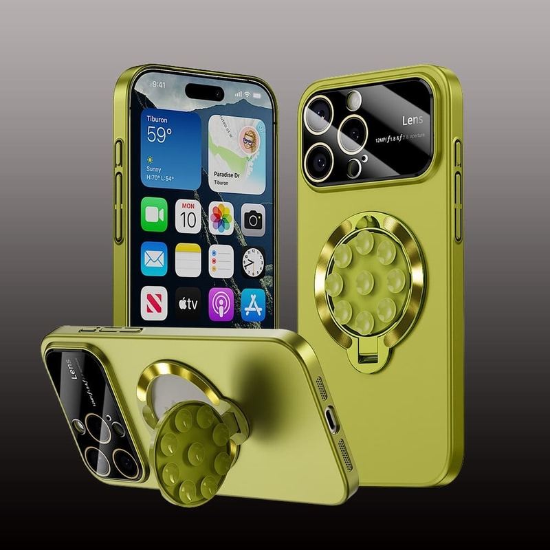 2-In-1 Magnetic Stand Case With Lens Film Protection For iPhone 16