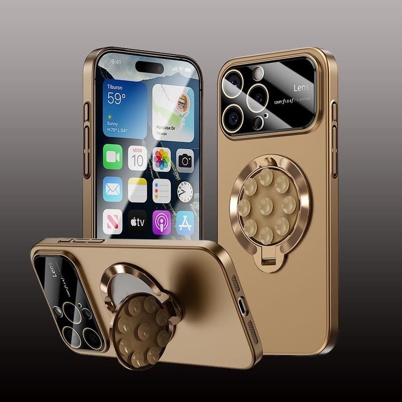 2-In-1 Magnetic Stand Case With Lens Film Protection For iPhone 16