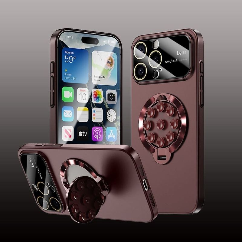 2-In-1 Magnetic Stand Case With Lens Film Protection For iPhone 16