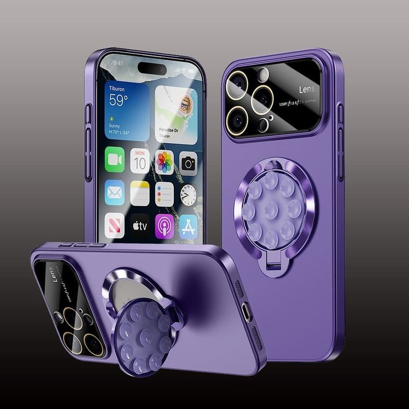 2-In-1 Magnetic Stand Case With Lens Film Protection For iPhone 16