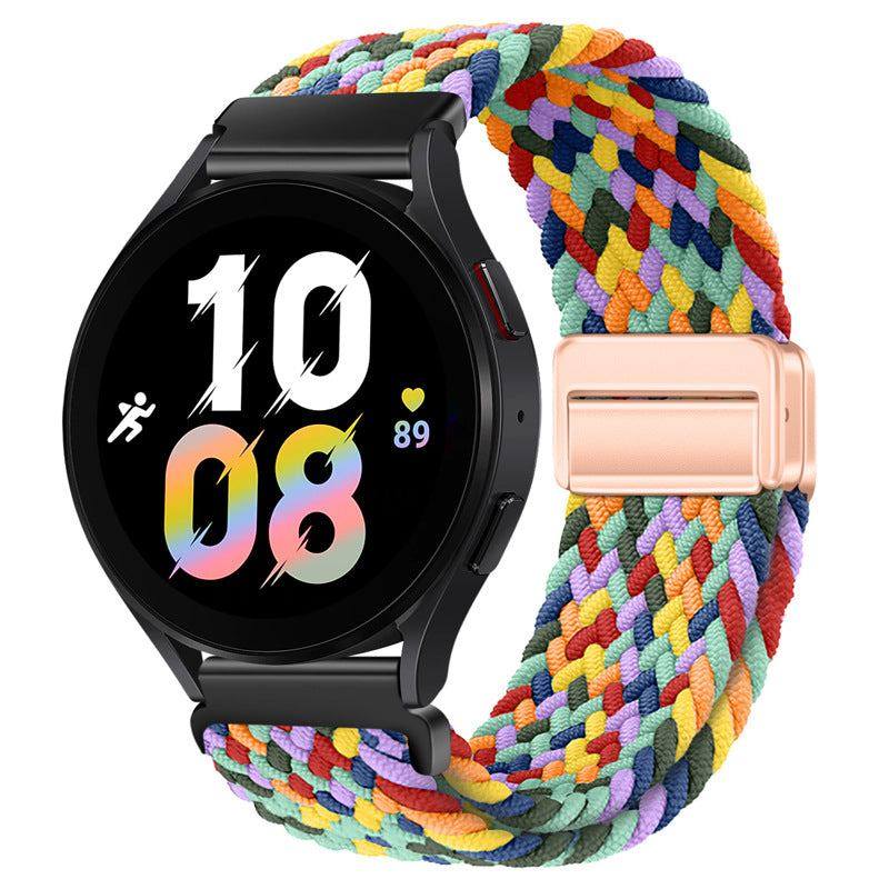 22mm & 20mm Rainbow Nylon Woven Magnetic Watch Strap For Samsung/Garmin/Fossil/Others