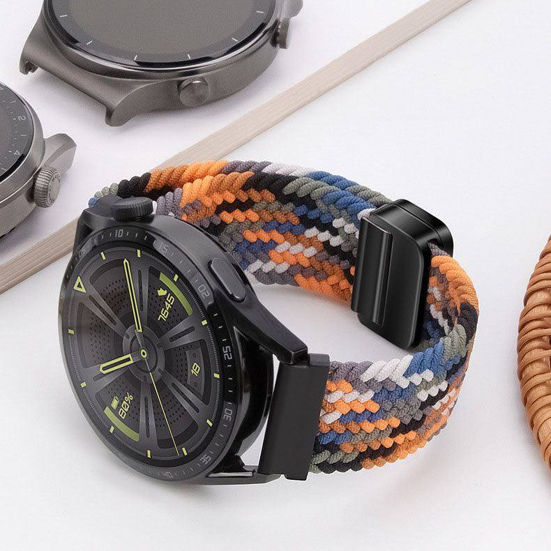 22mm & 20mm Rainbow Nylon Woven Magnetic Watch Strap For Samsung/Garmin/Fossil/Others