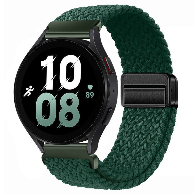 22mm & 20mm Solid Color Nylon Woven Magnetic Watch Strap For Samsung/Garmin/Fossil/Others