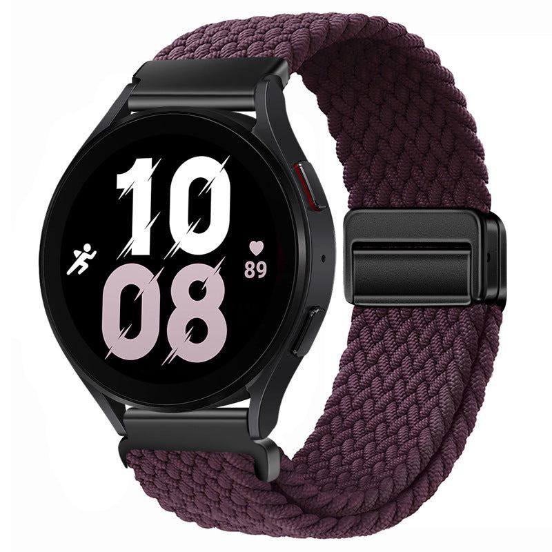 22mm & 20mm Solid Color Nylon Woven Magnetic Watch Strap For Samsung/Garmin/Fossil/Others