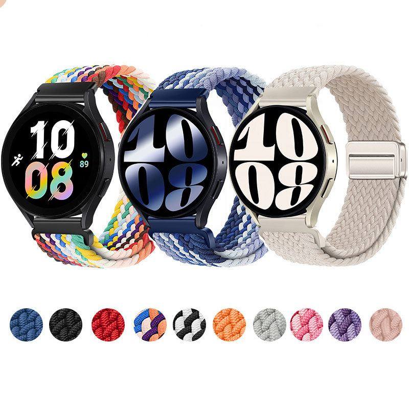 22mm & 20mm Striped Nylon Woven Magnetic Watch Strap For Samsung/Garmin/Fossil/Others