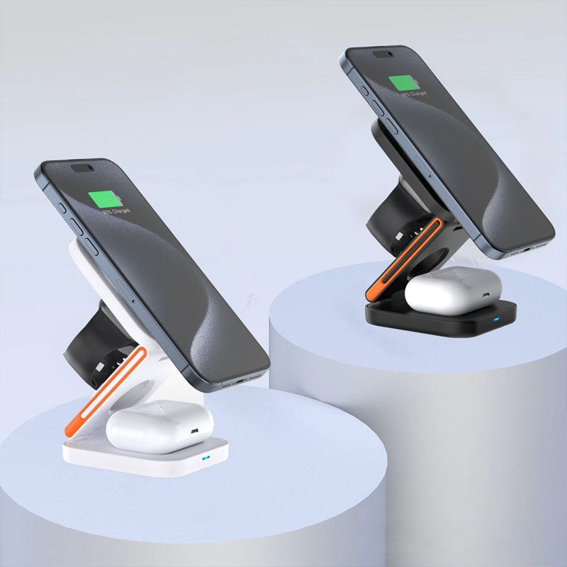 3-In-1 Magnetic Wireless Charger Fast Charging Folding Stand