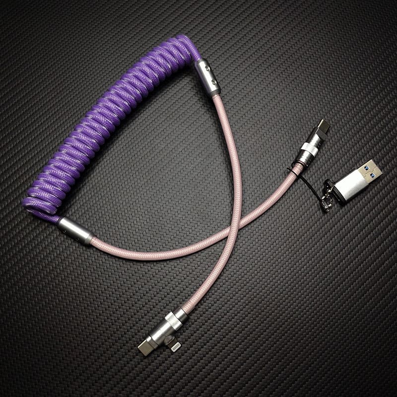 4-In-1 Multicolor Spring Car Charging Cable