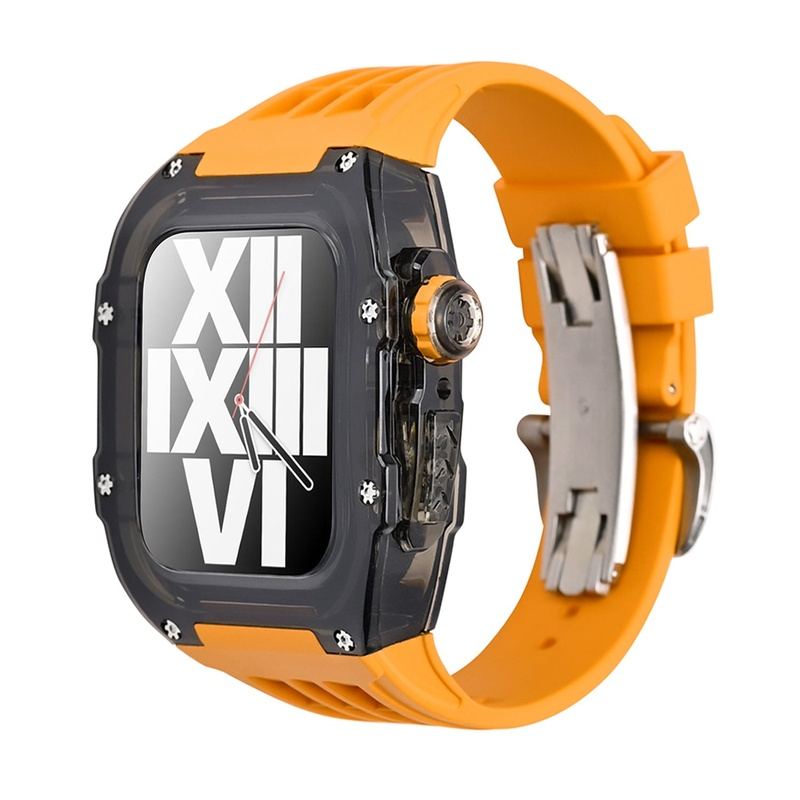 44/45mm Transparent Viton Conversion Case with Butterfly Buckle for Apple Watch