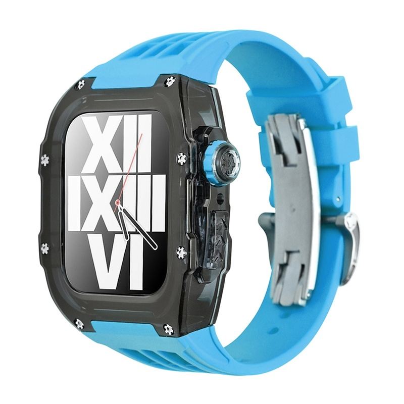 44/45mm Transparent Viton Conversion Case with Butterfly Buckle for Apple Watch