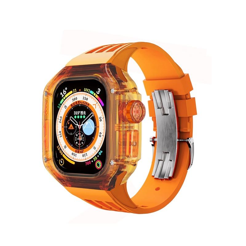 49mm Fluororubber Strap Transparent Protective Case For Apple Watch