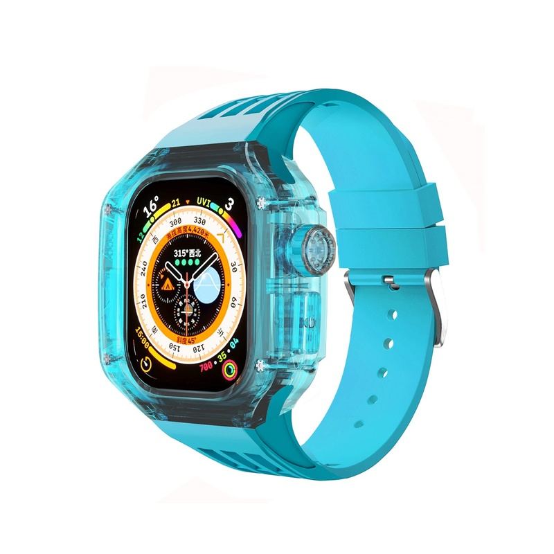 49mm Fluororubber Strap Transparent Protective Case For Apple Watch