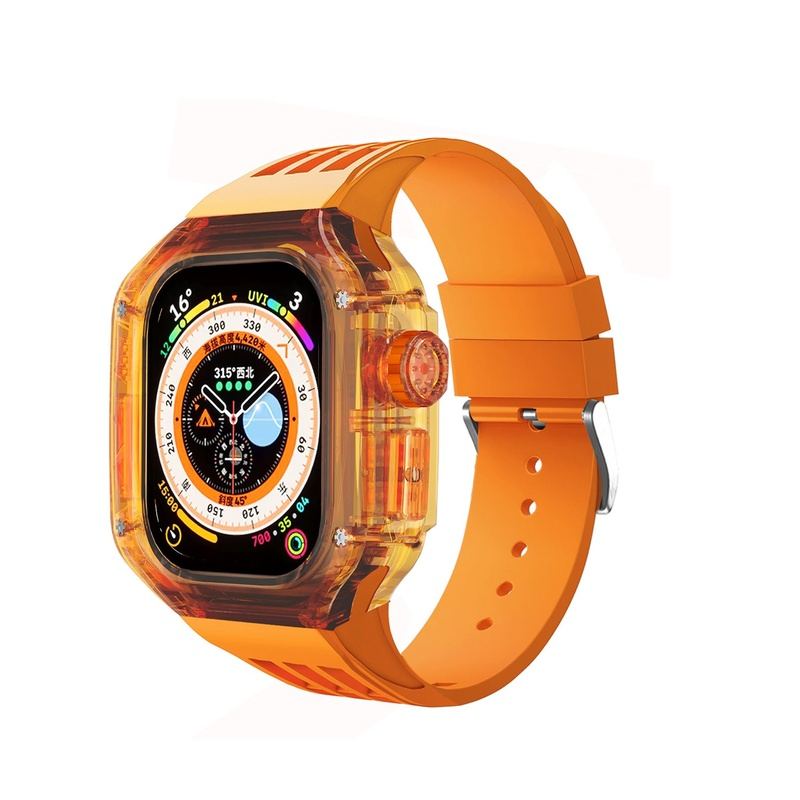 49mm Fluororubber Strap Transparent Protective Case For Apple Watch