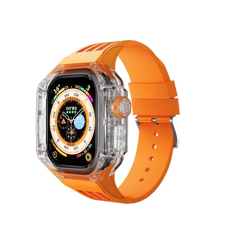 49mm Fluororubber Strap Transparent Protective Case For Apple Watch