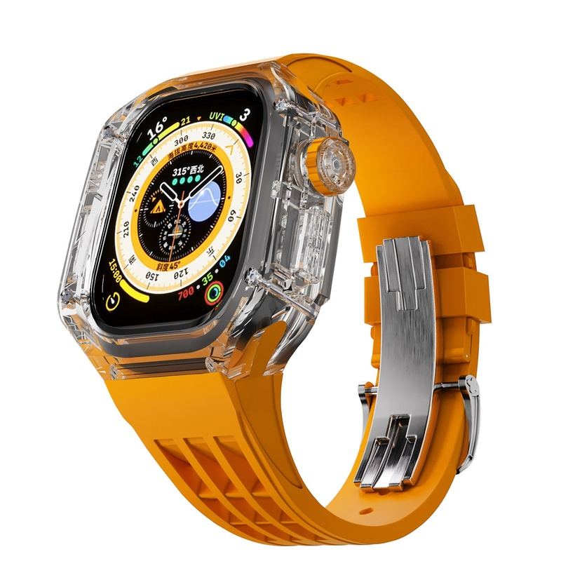 49mm Fluororubber Strap Transparent Protective Case For Apple Watch