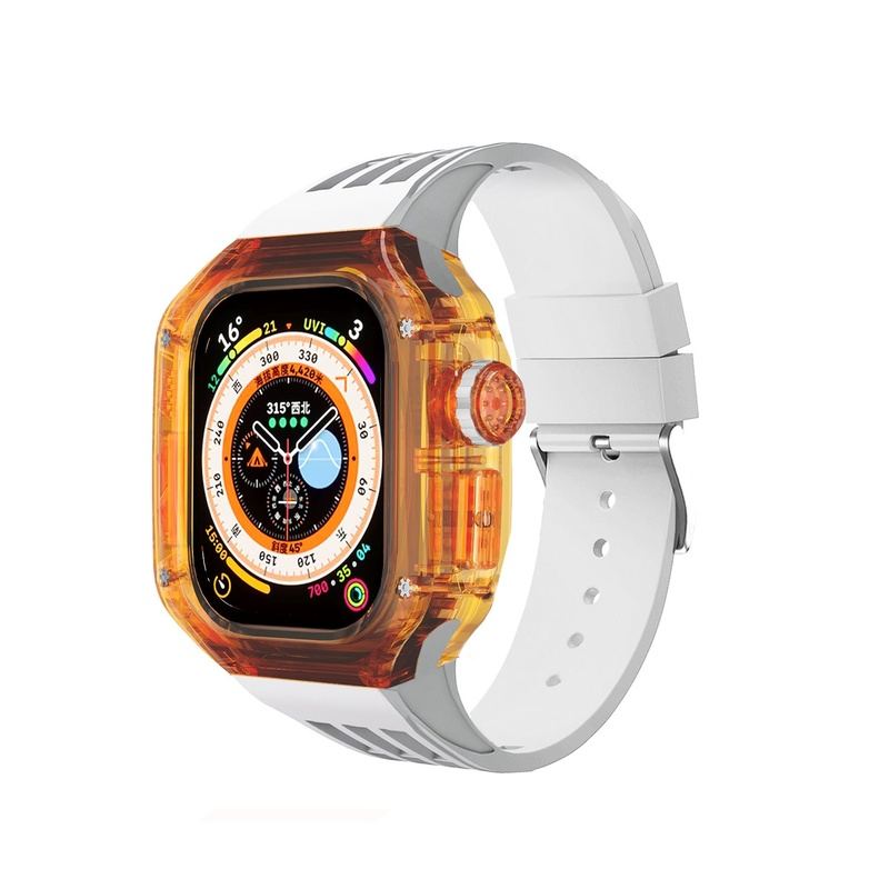 49mm Fluororubber Strap Transparent Protective Case For Apple Watch