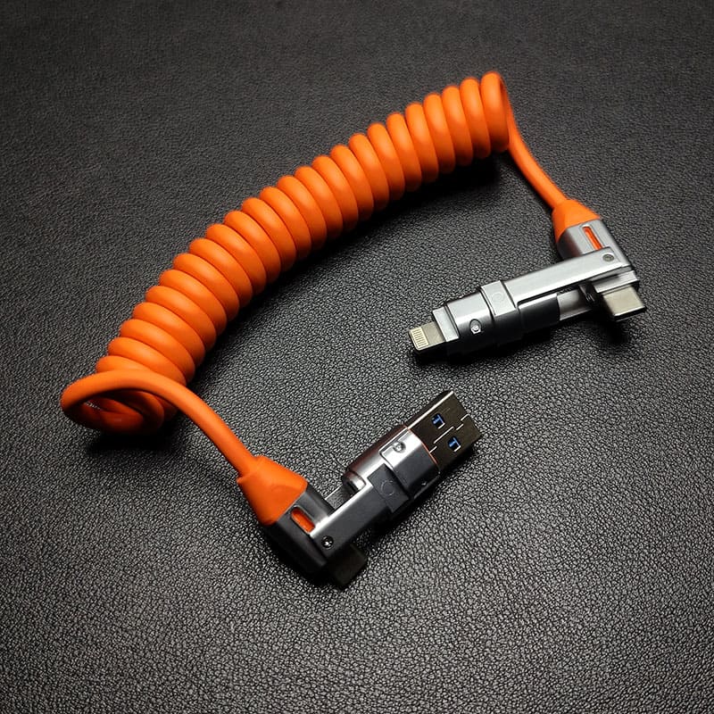 6-in-1 240W Fast Charging Car Spring Cable