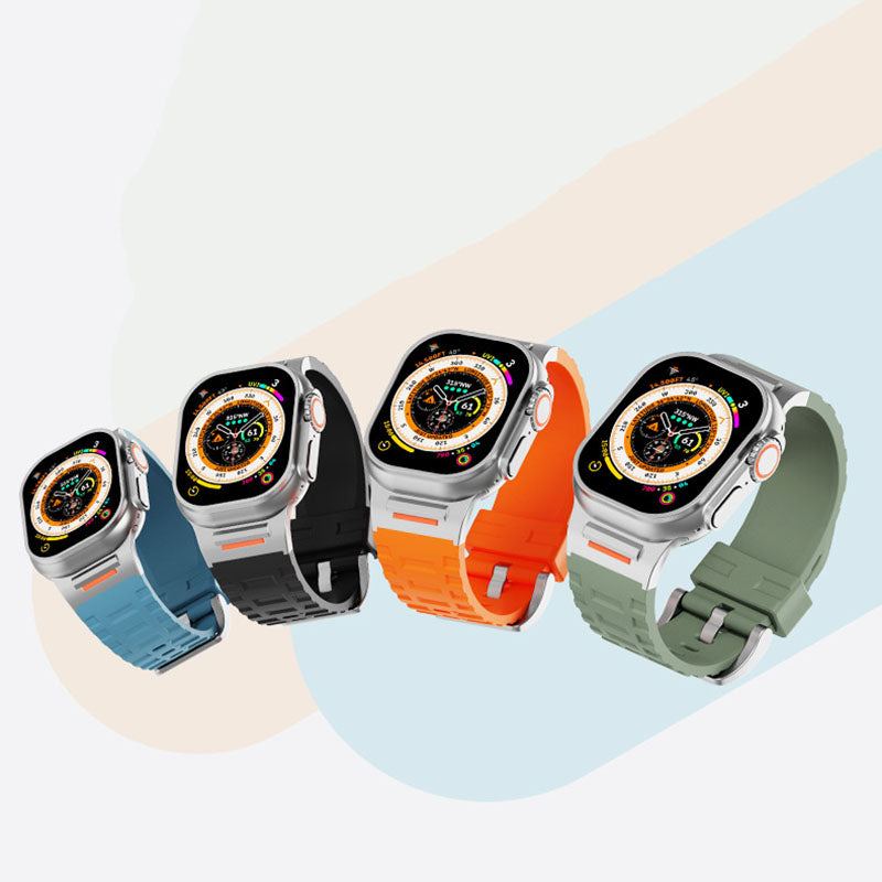 "AdventureFit" Liquid Silicone Metal Sport Band For Apple Watch