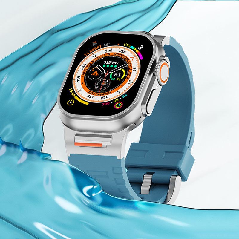 "AdventureFit" Liquid Silicone Metal Sport Band For Apple Watch