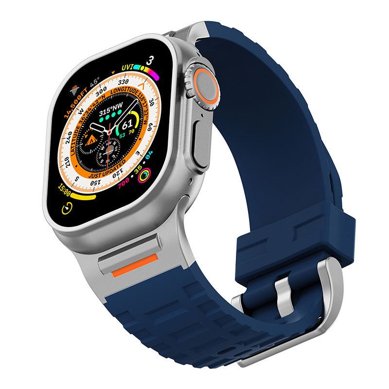 "AdventureFit" Liquid Silicone Metal Sport Band For Apple Watch