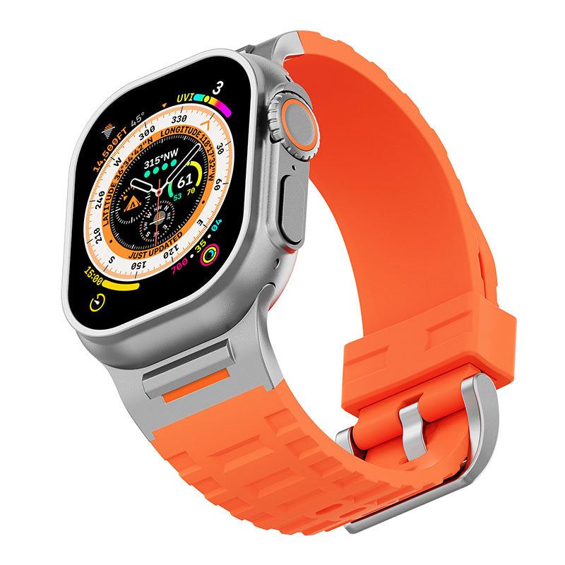 "AdventureFit" Liquid Silicone Metal Sport Band For Apple Watch