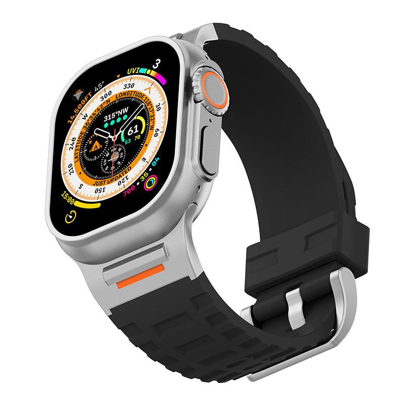 "AdventureFit" Liquid Silicone Metal Sport Band For Apple Watch