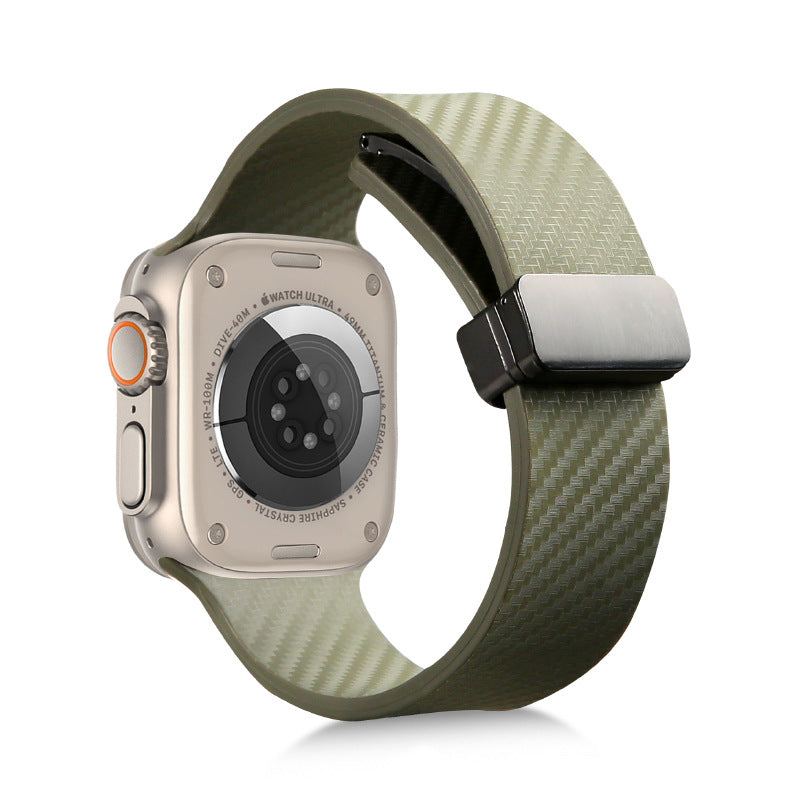 Carbon Fiber Pattern Magnetic Silicone Band For Apple Watch