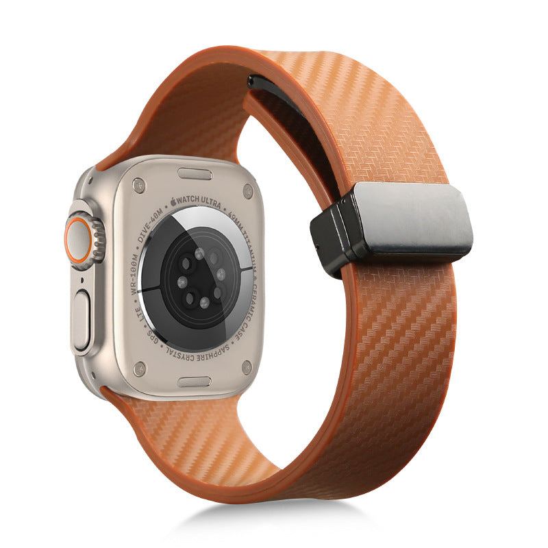 Carbon Fiber Pattern Magnetic Silicone Band For Apple Watch