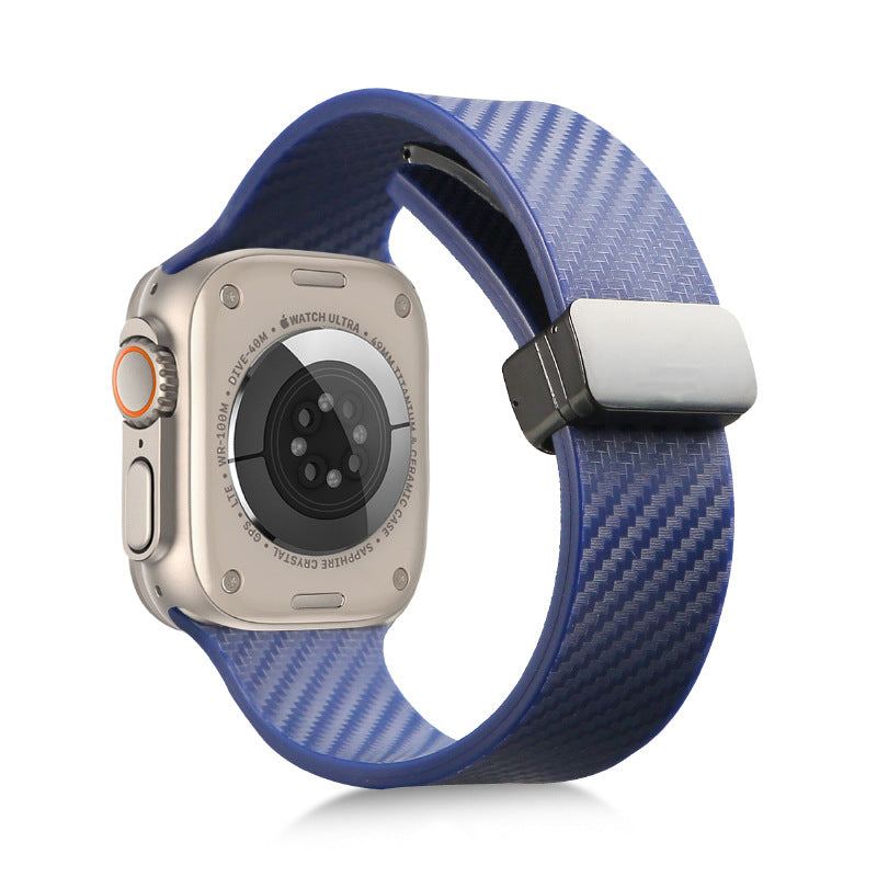 Carbon Fiber Pattern Magnetic Silicone Band For Apple Watch