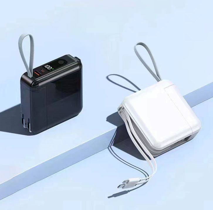 "Chubby" 20000mAh Two In One Power Bank Plug With Cable