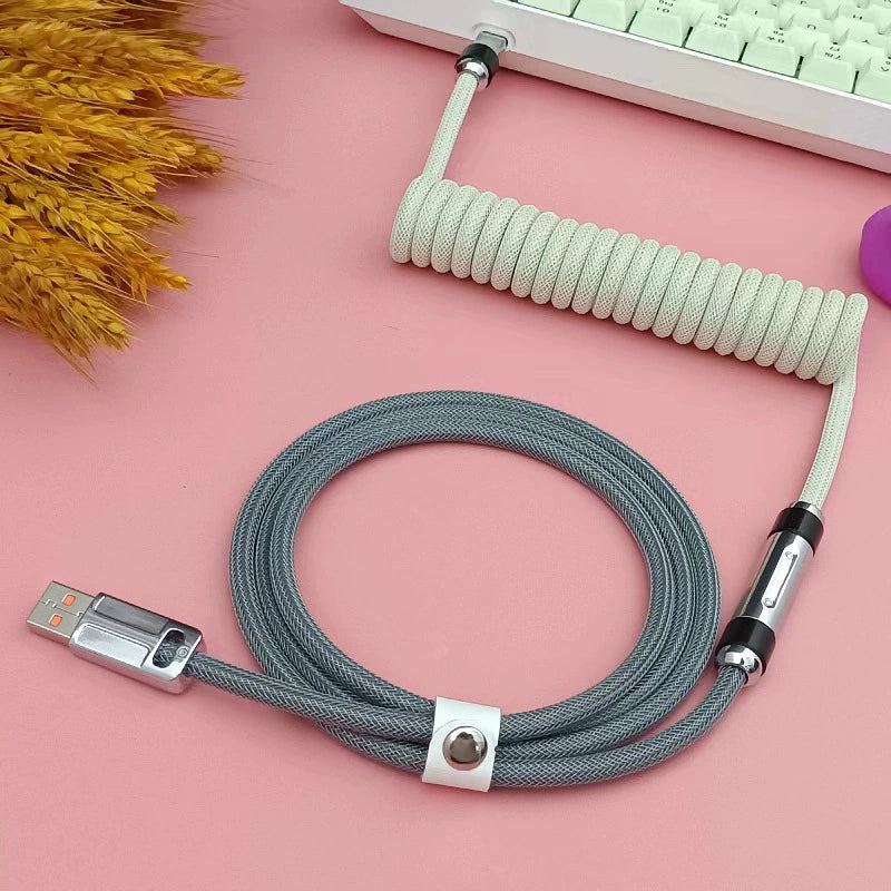 "Chubby" USB To Type C Spring Keyboard Cable