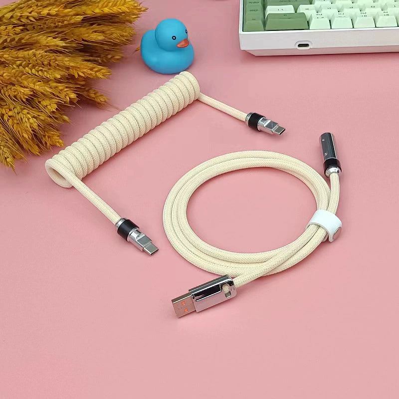 "Chubby" USB To Type C Spring Keyboard Cable