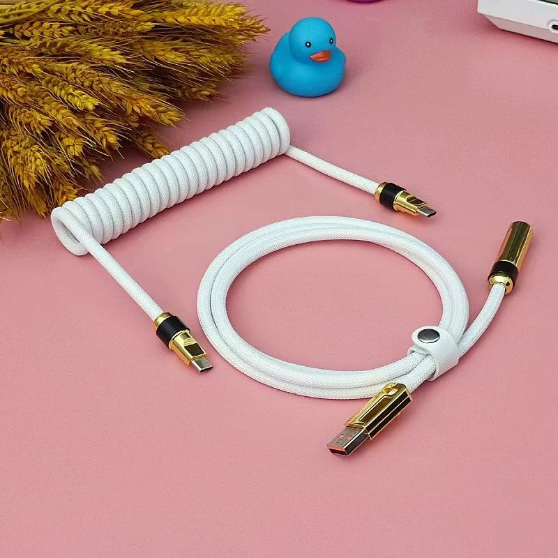 "Chubby" USB To Type C Spring Keyboard Cable