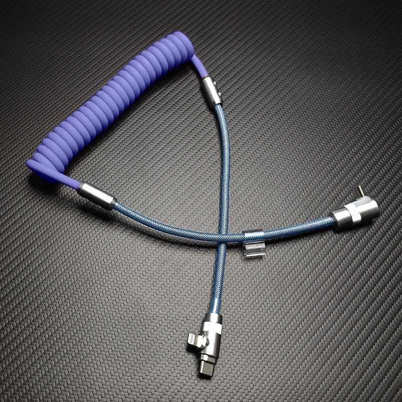 "Color-Blocked Chubby" 2-In-1 90° Elbow Spring Silicone Braided Cable