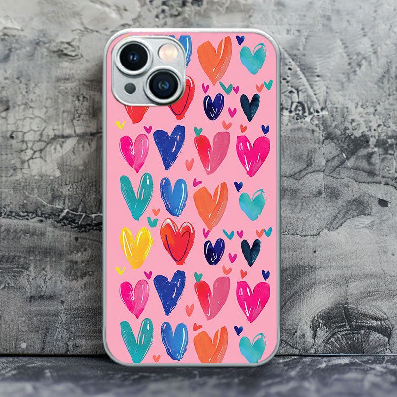 "ColorfulHeartSplash" Special Designed Glass Material iPhone Case