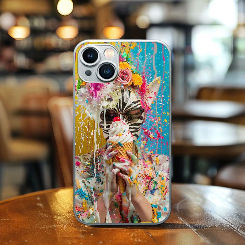 "DazzleZebraIceGuy" Special Designed Glass Material iPhone Case