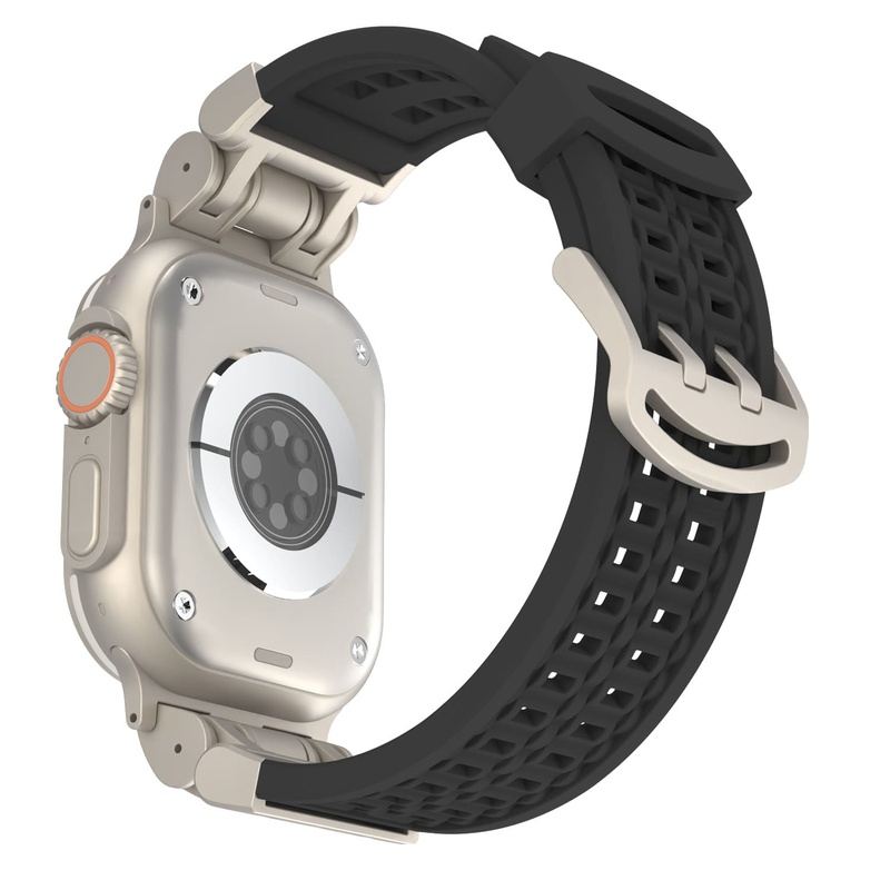 Double Buckle Silicone Band With Zinc Alloy Connector For Apple Watch