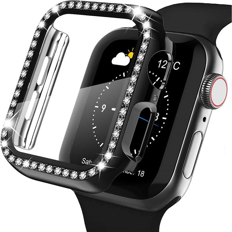 Electroplating Solid Double Row Diamond Protective Case Suitable For Apple Watch