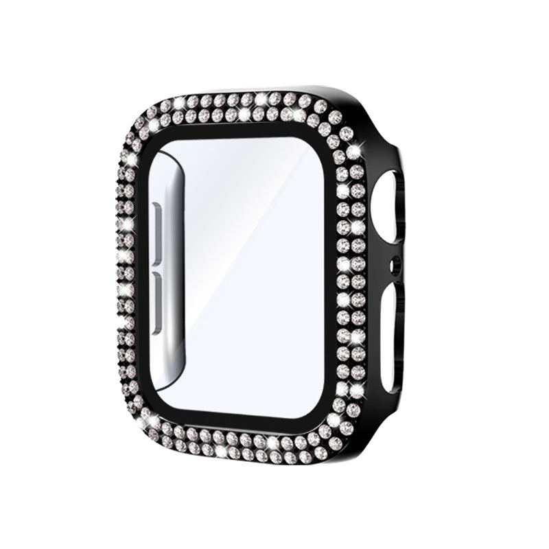 Electroplating Solid Double Row Diamond Protective Case Suitable For Apple Watch