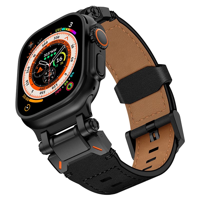 "Extravagant Band" Titanium Connector Leather Band for Apple Watch