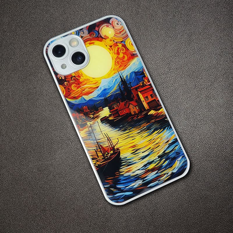 "FamilyBeachRockRelax" Special Designed Glass Material iPhone Case