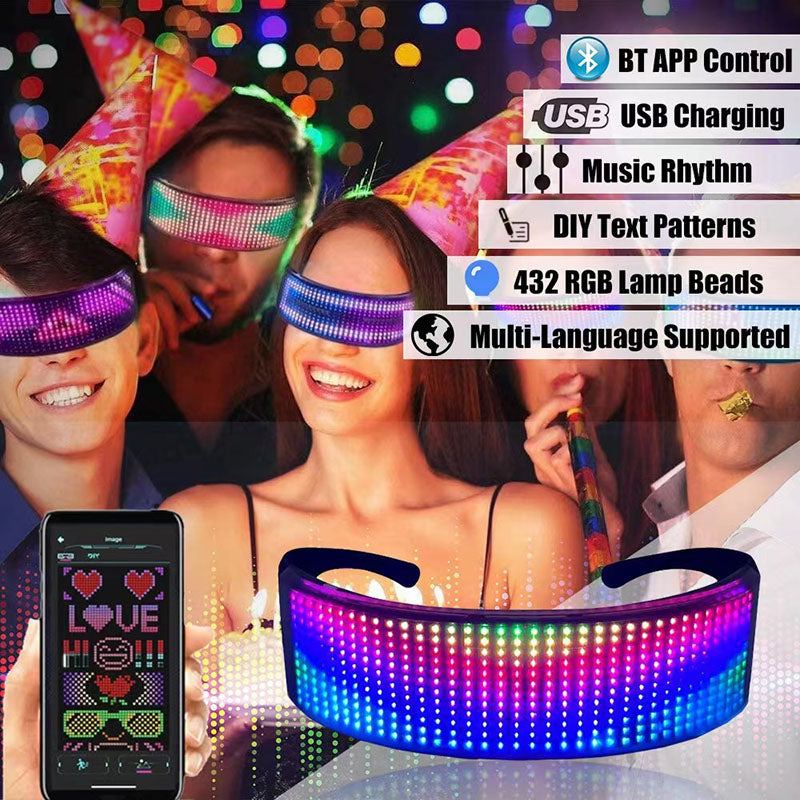 Full Color Luminous Seven Color Changing Controllable DIY Glasses