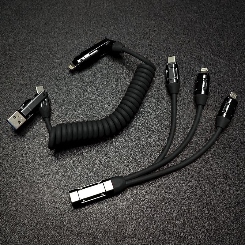 "Full-equipped Chubby" 6-in-1 240W Fast Charging Car Spring Cable