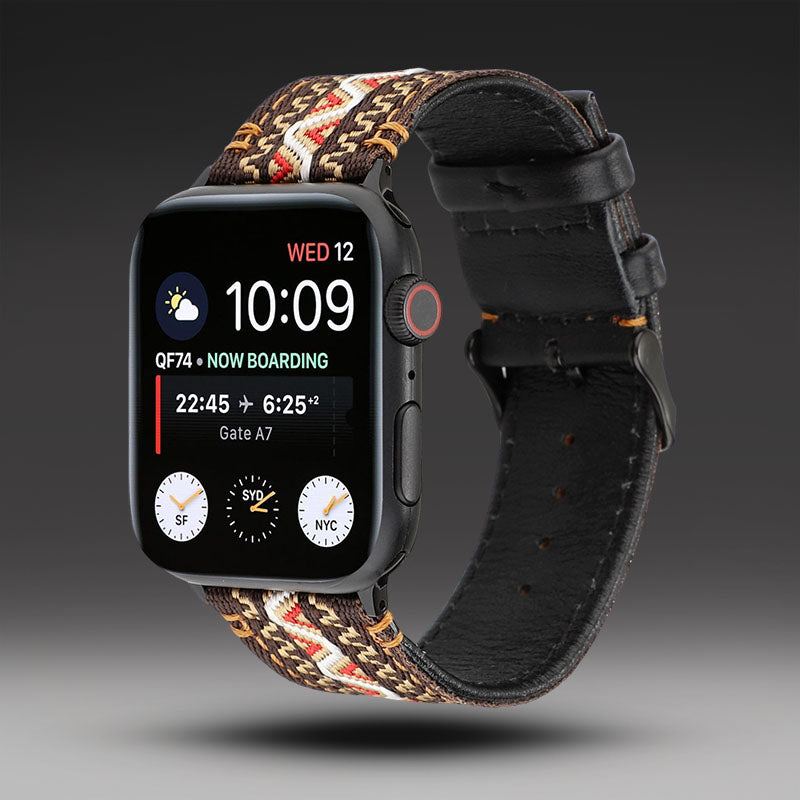 Genuine Leather Nylon Bohemian Band For Apple Watch