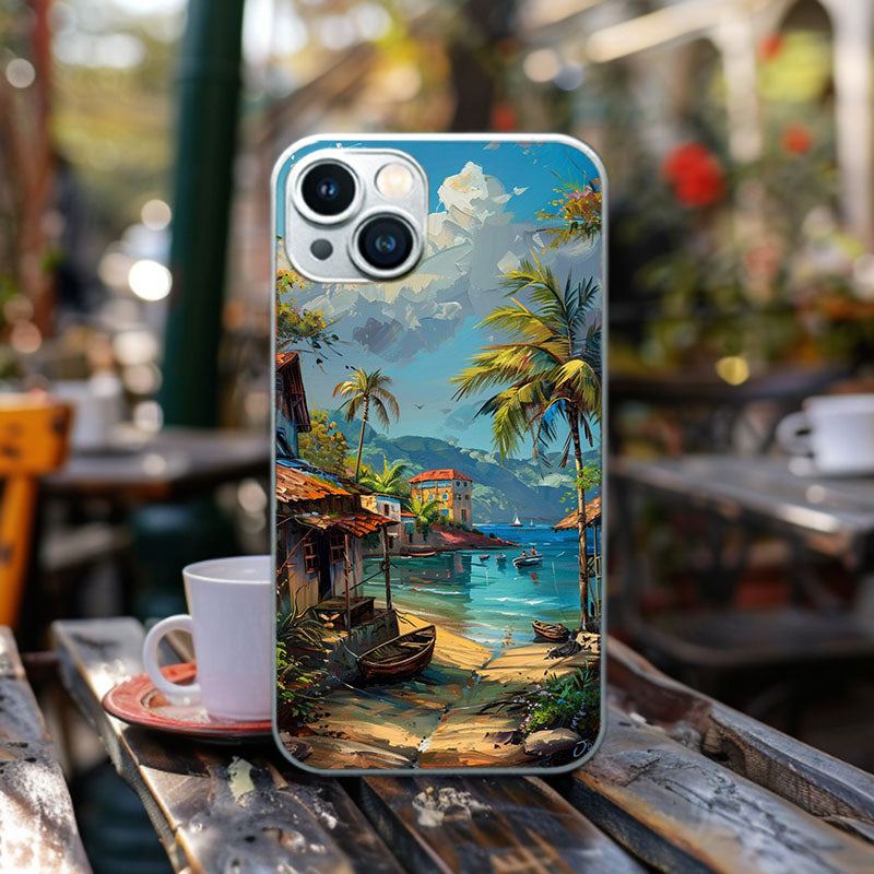 "IslandVillaVista" Special Designed Glass Material iPhone Case