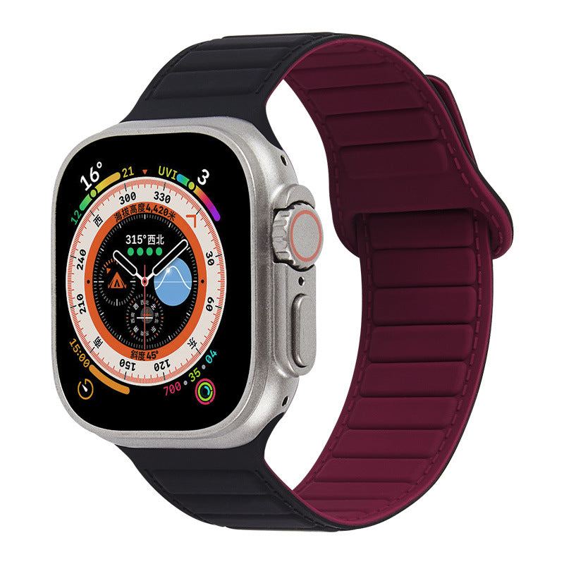 Leather Textured Silicone Magnetic Band For Apple Watch