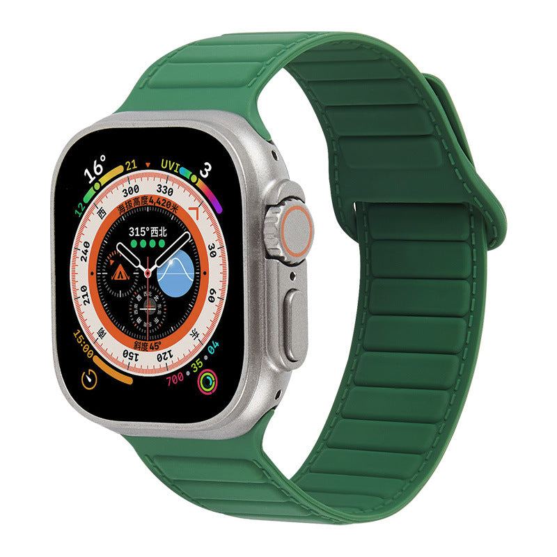 Leather Textured Silicone Magnetic Band For Apple Watch