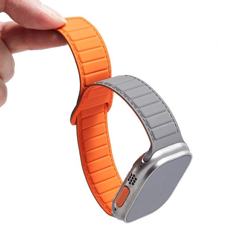 Leather Textured Silicone Magnetic Band For Apple Watch