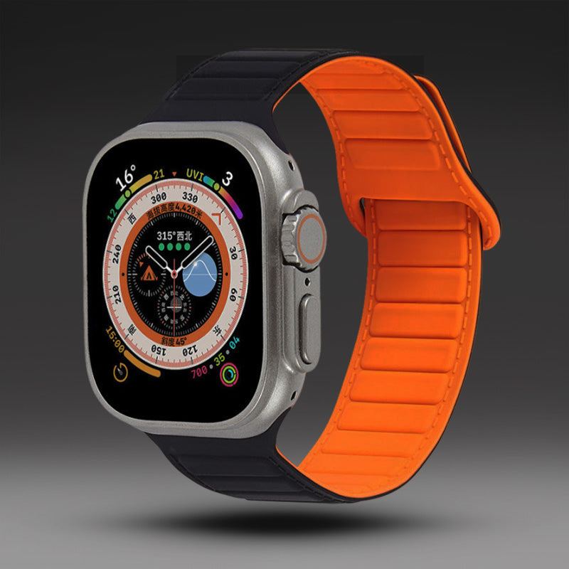 Leather Textured Silicone Magnetic Band For Apple Watch